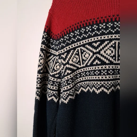 CHEROOKE Sweater Men's XL Nordic Print Lambswool Blend Cabin Core Winter Skiing - Picture 3 of 12
